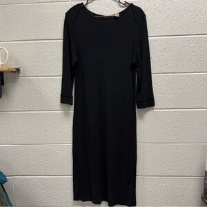 Apostrophe Black Long Sleeve Midi Dress Women’s‎ Large Classic Minimalist